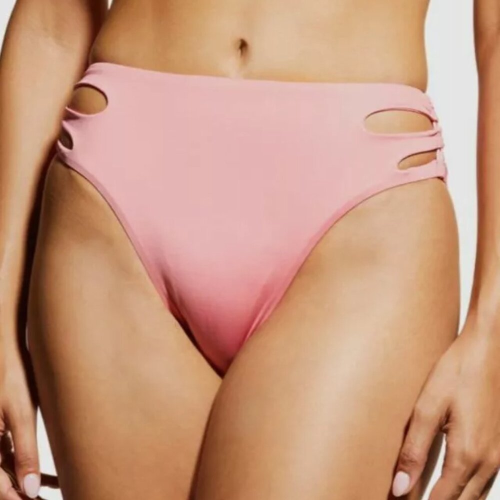 Trina Turk Solid Monaco High Waisted Bikini Bottom Pink 10